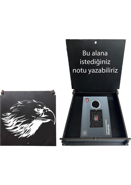 Lisanslı Siyah Beyaz 1903 Yazılı Anahtarlık Kartal Ahşap Kutulu