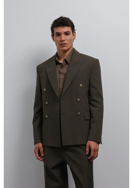 Haki Kruvaze Erkek Blazer Ceket