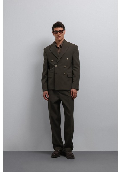 Haki Kruvaze Erkek Blazer Ceket