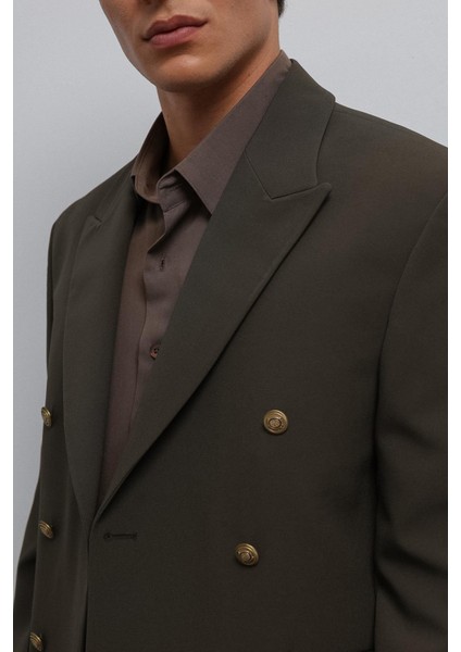 Haki Kruvaze Erkek Blazer Ceket