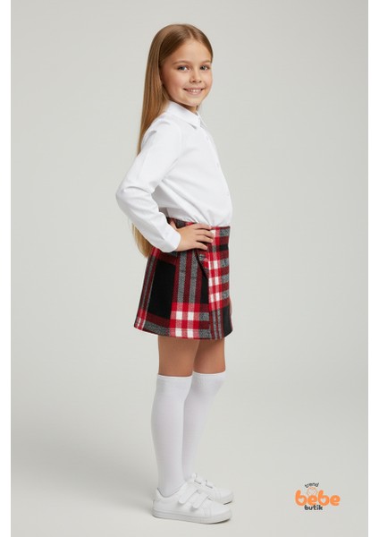 Kız Çocuk Kaşkorşe Ekoseli Şort Etek – Okul & Günlük Giyim Rahat Şık Şort Etek fiyatları