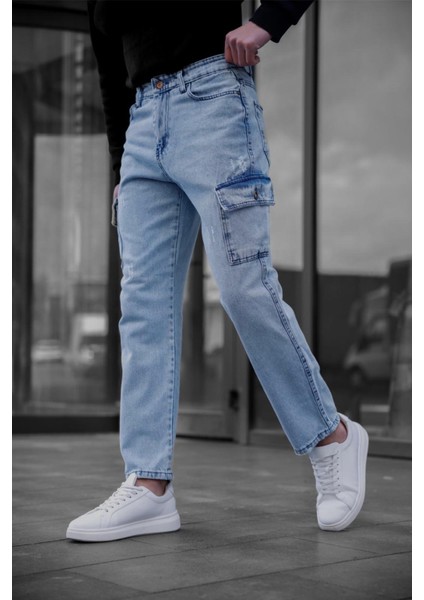 Prf 011 Yıpratmalı Komando Baggy Fit Kot Kargo Pantolon