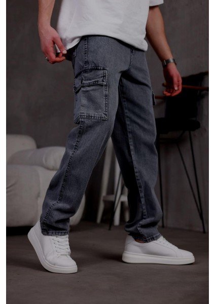 Prf 011 Yıpratmalı Komando Baggy Fit Kot Kargo Pantolon