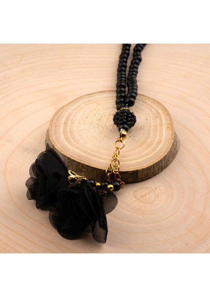 Gül Püsküllü Tesbih Siyah (99LU - 6mm) fiyatları