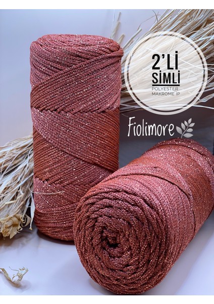 2'li Premium Simli Polyester Makrome Ip 2 mm (400 GRAM-460 M) Supla Çanta Örgü Ipi 1.kalite