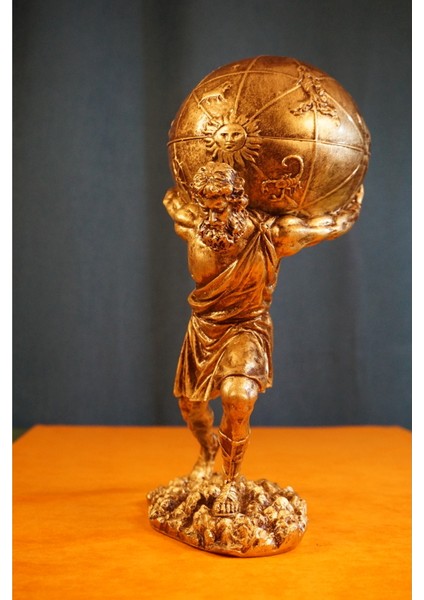 Atlas Biblo Güçlü ve Etkileyici Tasarım: 30 cm Atlas Heykel Ev Dekor Hediyelik Aksesuar