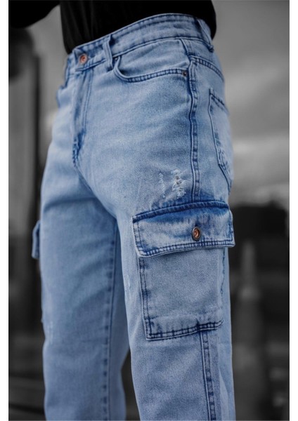 Prf 011 Yıpratmalı Komando Baggy Fit Kot Kargo Pantolon fırsatları