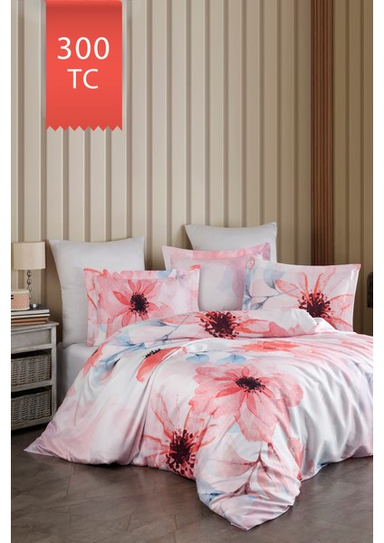 Royal Saten 300TC Nevresim Takımı (Çift Nevresimli) Family Size - Casilda