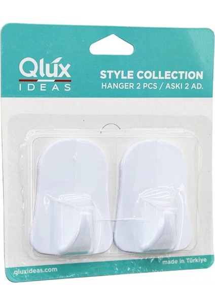 Qlux L-00735 2pcs Opak Beyaz Plastik Askı (4887)