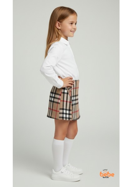 Kız Çocuk Kaşkorşe Ekoseli Şort Etek – Okul & Günlük Giyim Rahat Şık Şort Etek fiyatları