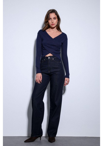 Lacivert Kruvaze Kadın Bluz modelleri