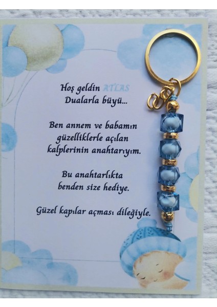 32 Adet Isme Özel Tasarım Mavi Anahtarlık Hastane Yeni Doğan 40 Mevlidi Dağıtmalık Hediyelik fiyatları