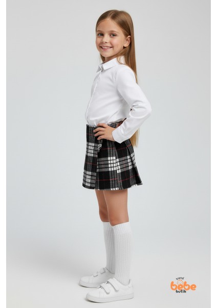 Kız Çocuk Kaşkorşe Ekoseli Şort Etek – Okul & Günlük Giyim Rahat Şık Şort Etek fiyatları