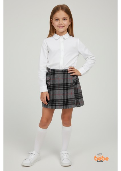 Kız Çocuk Kaşkorşe Ekoseli Şort Etek – Okul & Günlük Giyim Rahat Şık Şort Etek