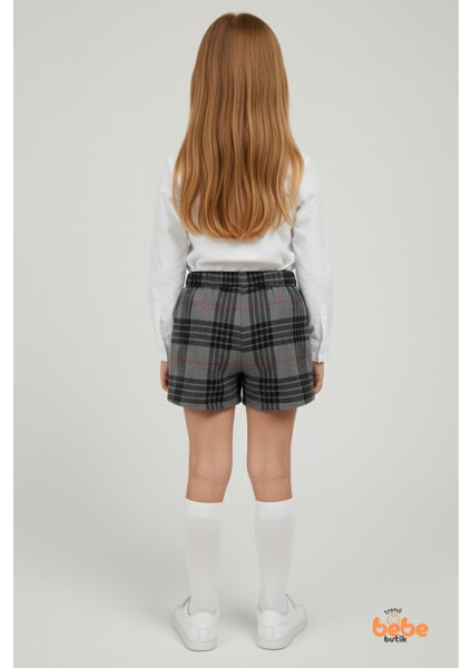 Kız Çocuk Kaşkorşe Ekoseli Şort Etek – Okul & Günlük Giyim Rahat Şık Şort Etek modelleri