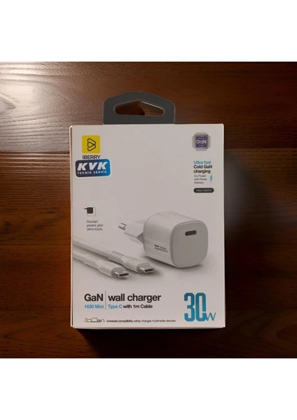 HI30 Ultra Fast Cold Gan Yüksek Güvenlik 30W Seyahat Hızlı Şarj Aleti USB C Type C To Type C
