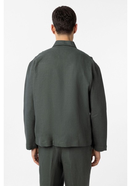 Haki 100% Keten Relax Fit Erkek Ince Ceket indirimleri