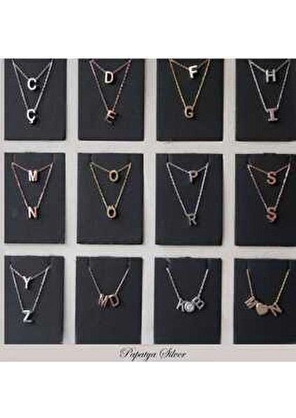 Gümüş 3 Boyutlu S Harf Kolye 925 Ayar Altın Kaplama Kadınlar İçin fırsatları