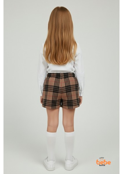 Kız Çocuk Kaşkorşe Ekoseli Şort Etek – Okul & Günlük Giyim Rahat Şık Şort Etek fiyatları