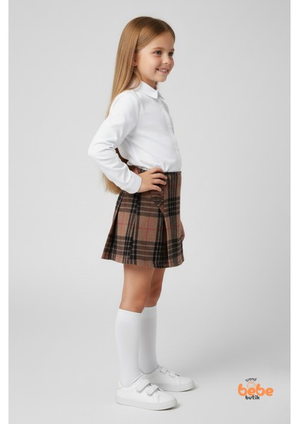 Kız Çocuk Kaşkorşe Ekoseli Şort Etek – Okul & Günlük Giyim Rahat Şık Şort Etek modelleri