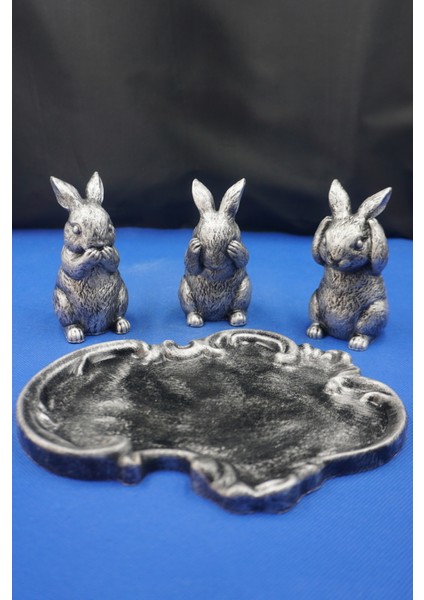 Görmedim - Duymadım - Bilmiyorum Leonardo Düşünceleri Üç Bilge Tavşan ve Tabaklı Tam Set indirimleri