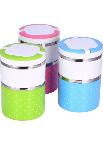 Çift Katlı Renkli Yemek Termosu ve Tutacaklı Sefer Tası Seti