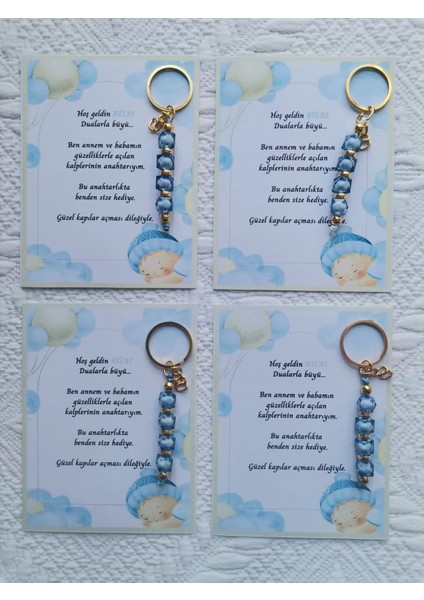 72 Adet Isme Özel Tasarım Mavi Anahtarlık Hastane Yeni Doğan 40 Mevlidi Dağıtmalık Hediyelik fırsatları