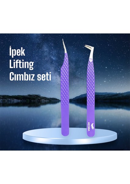 Ipek Kirpik Cımbız Seti 2'li Fiber Uç, Güçlü Tutma, Tüm Kirpik Işlemleri Için