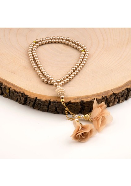 Gül Püsküllü Tesbih Gold (99LU - 6mm)