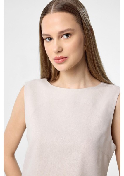 Bej Keten Karışımlı Kadın Bluz indirimleri
