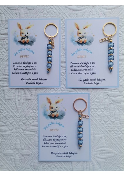 100 Adet Isme Özel Tasarım Mavi Anahtarlık Hastane Yeni Doğan 40 Mevlidi Dağıtmalık Hediyelik fiyatları