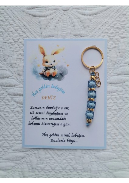 100 Adet Isme Özel Tasarım Mavi Anahtarlık Hastane Yeni Doğan 40 Mevlidi Dağıtmalık Hediyelik indirimleri
