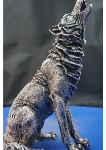 Uluyan Kurt Heykel Biblo – Büyük Boy Kurt Heykeli, Ev ve Ofis Dekor Hediyelik Aksesuar (26 Cm)