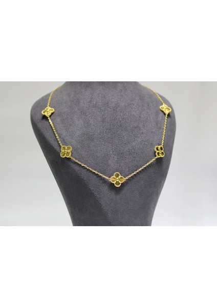 14 Ayar Altın 5'li Dorikalı Yonca Modeli Kolye