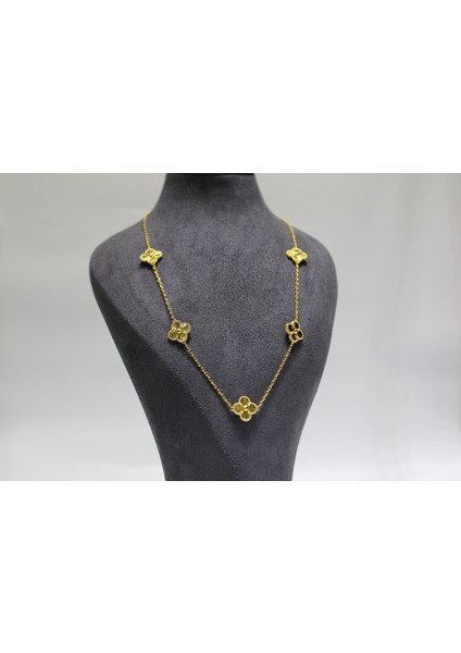 14 Ayar Altın 5'li Dorikalı Yonca Modeli Kolye fiyatları