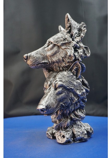 Özel Tasarım Çift Başlı Kurt Heykel Biblo– Çift Baş Kurt Hediyelik Dekoratif Aksesuar (30 Cm) fiyatları