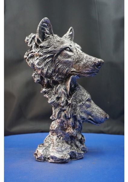 Özel Tasarım Çift Başlı Kurt Heykel Biblo– Çift Baş Kurt Hediyelik Dekoratif Aksesuar (30 Cm) fırsatları