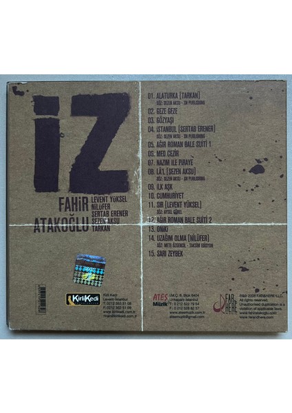 Fahir Atakoğlu Iz CD (Orijnal Dönem Baskı Cd) fiyatları