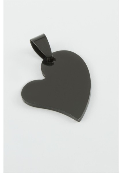 Msa-Shop Kalp Isim Yazılabilir Çelik Kolye Ucu 2,8 Cm-Siyah