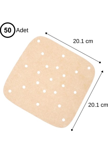 Bfs 150 Adet Air Fryer Pişirme Kağıdı Tek Kullanımlık Hava Fritöz Yağ Geçirmez Yapışmaz Gıda Pişirme Kağıdı Delikli Kare Model