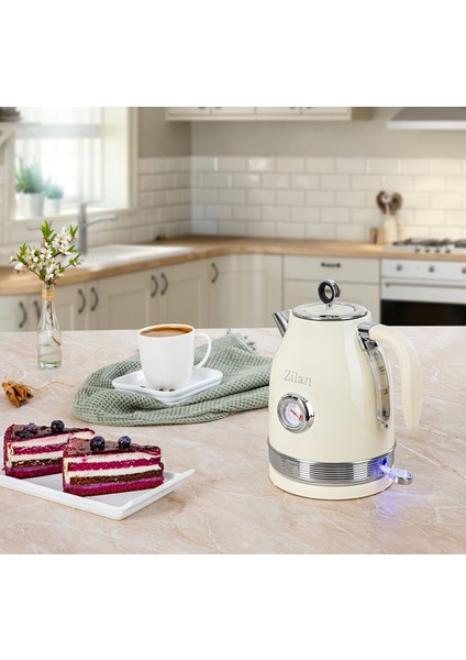 Şık Bej Retro Su Isıtıcı, 1,7 L, 2200W, 360° Kablosuz Tasarım modelleri