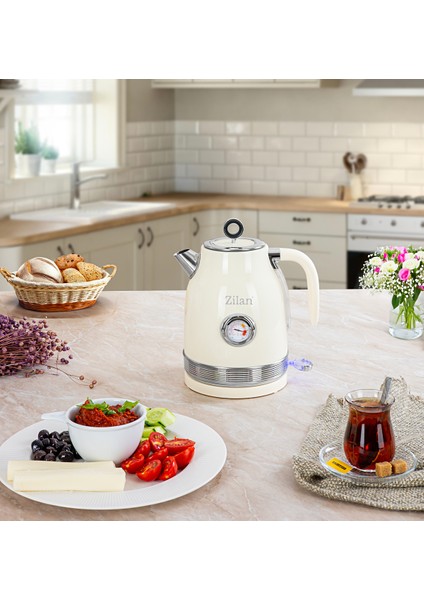 Şık Bej Retro Su Isıtıcı, 1,7 L, 2200W, 360° Kablosuz Tasarım fırsatları