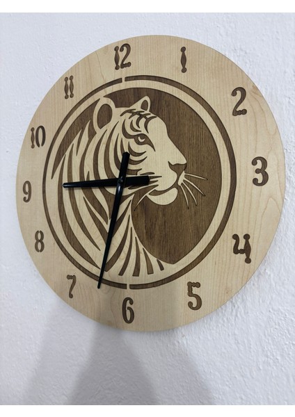Safari Serisi - Kaplan - Ahşap Duvar Saati - 40 cm - (Çift Katmanlı Ahşap) fiyatları