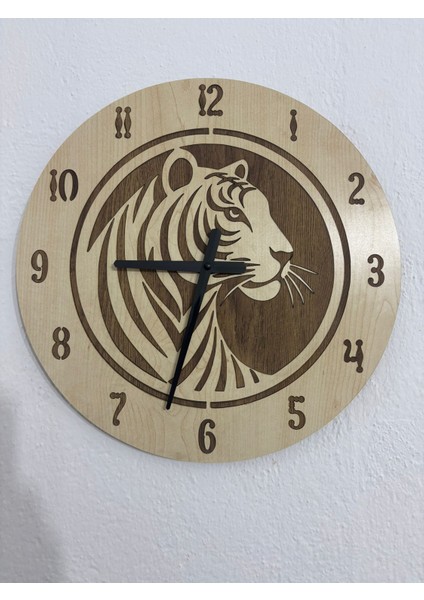 Safari Serisi - Kaplan - Ahşap Duvar Saati - 40 cm - (Çift Katmanlı Ahşap) modelleri
