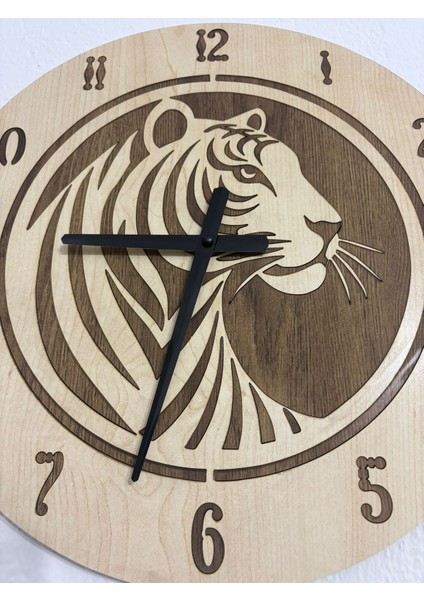 Safari Serisi - Kaplan - Ahşap Duvar Saati - 40 cm - (Çift Katmanlı Ahşap) indirimleri
