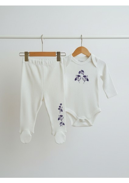 Kız Bebek Çiçek Desenli Body Alt Takım