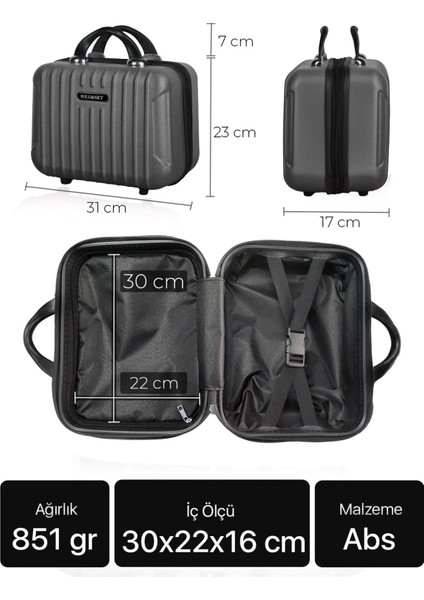 Şık Lacivert Abs Makyaj Çantası El Valizi, Pratik ve Havalı Tasarım indirimleri