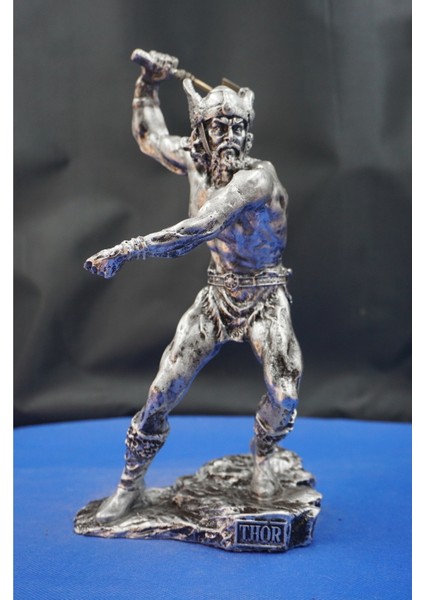 Iskandinav Mitolojisi Thor Heykel Biblo – Savaşçı Ruhun Simgesi Dekoratif Aksesuar (27 Cm)