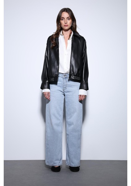 Siyah Suni Deri Bomber Ceket modelleri