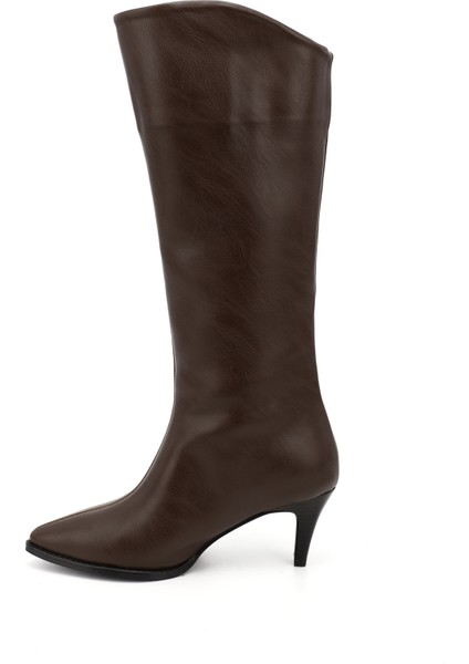 Kadın Kahve Sivri Burun İnce Topuklu Çizme modelleri